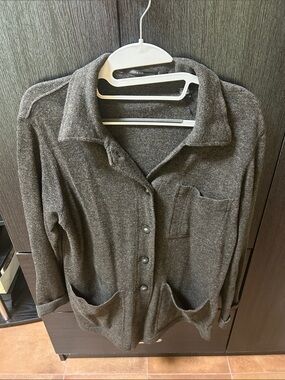 Women's Charcoal Button-Front Cardigan Sweater